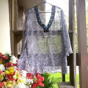 🔆3 for $10🔆 Sheer Blouse w/Jewels